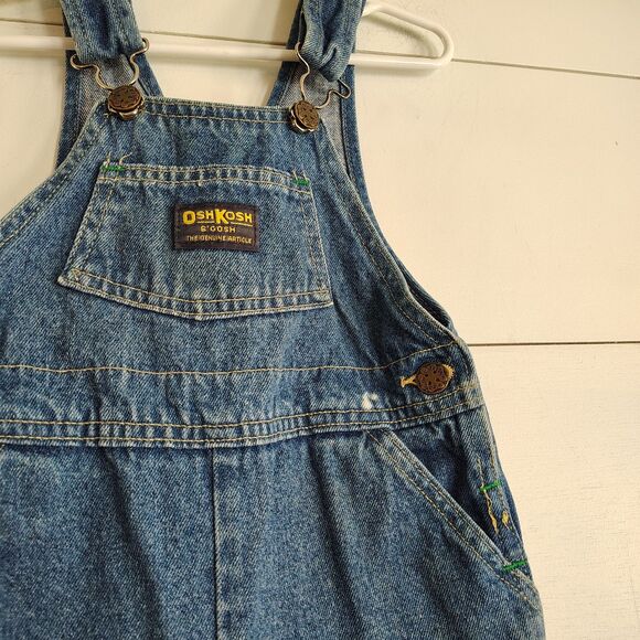Oshkosh Vtg Boys Denim Bib Overalls Size 4T Made in USA Vestbak Blue - Picture 3 of 9